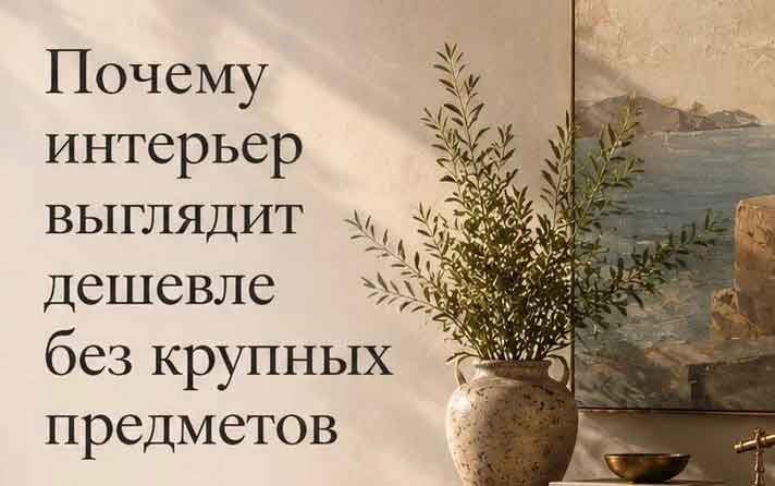 СЕКРЕТ ДЕКОРАТОРА «Почему интерьер выглядит дешевле без крупных предметов?»